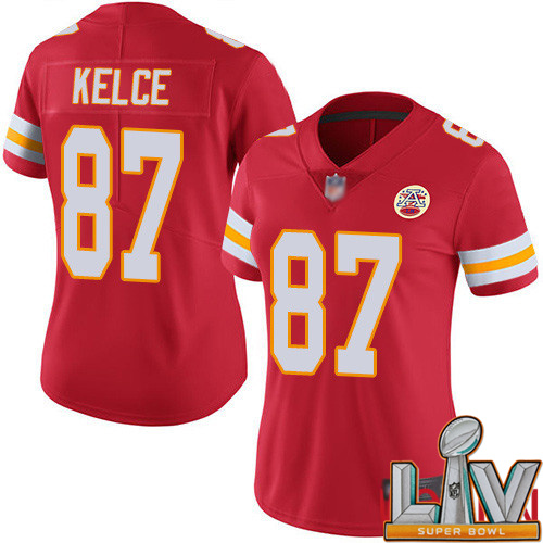 Super Bowl LV 2021 Women Kansas City Chiefs #87 Kelce Travis Red Team Color Vapor Untouchable Limited Player Football Nike NFL Jersey->customized nfl jersey->Custom Jersey